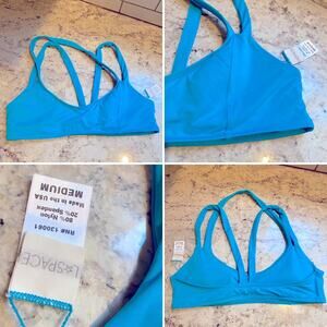L*Space Lspace Monica Wise $100 Turquoise Bikini Top sz M EUC
